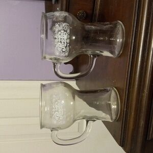 2 vintage Pepsi Cola glasses with handles